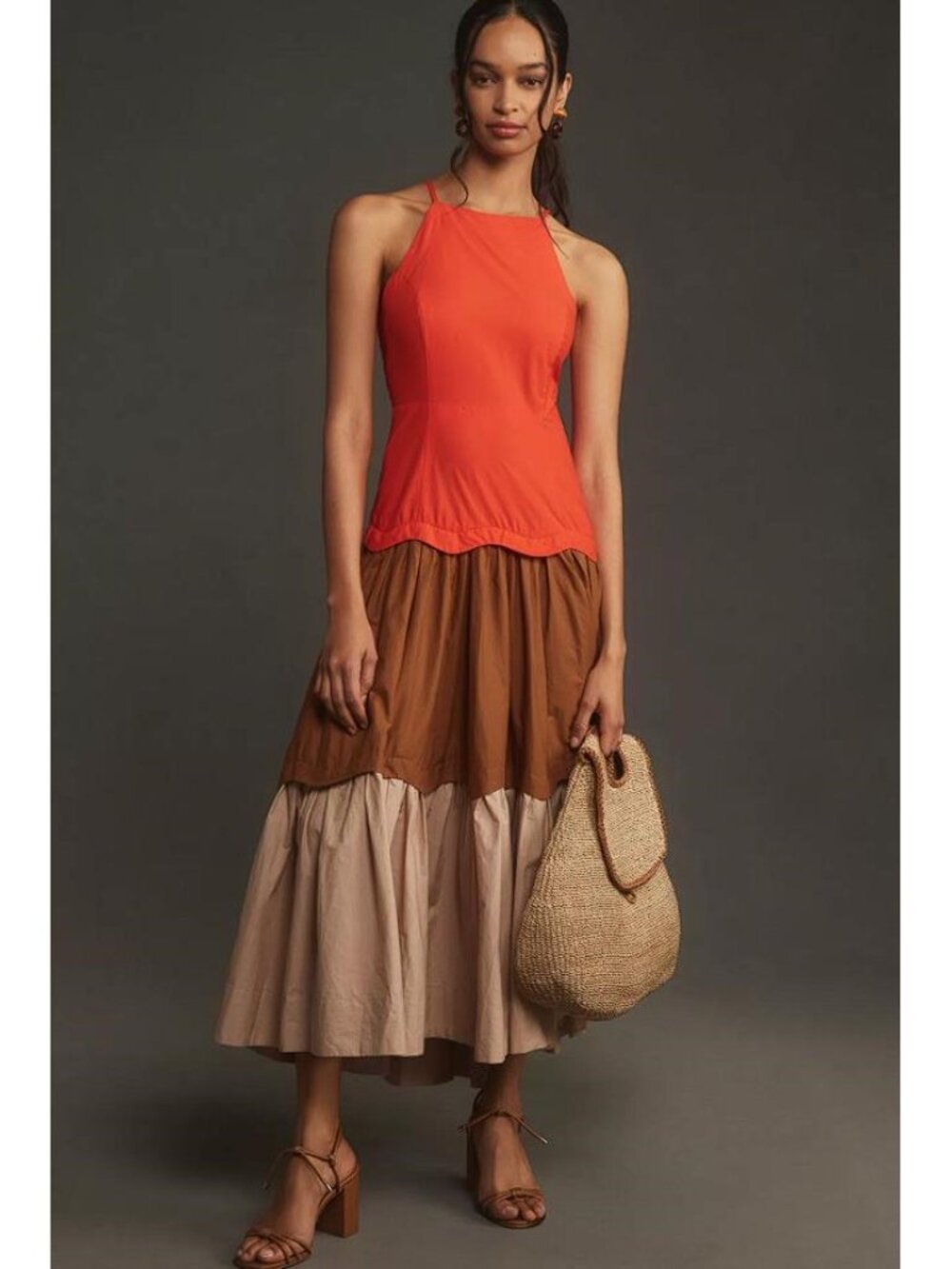 (DAMAGED) ANTHROPOLOGIE Women's Maeve Halter Tiered Maxi Dress Size XXS